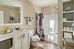 Bathroom 2 is another great shared space with a shower/tub combo